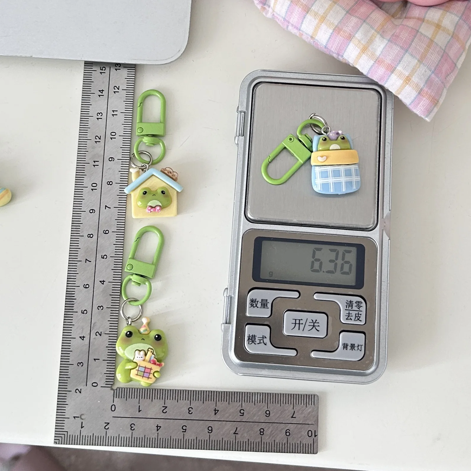 Cartoon Frog Key Chain Cute House Vase Photo Frame Frog Pendant Car Key Ring Backpack Charms Bag Decor Accessories - Image 3