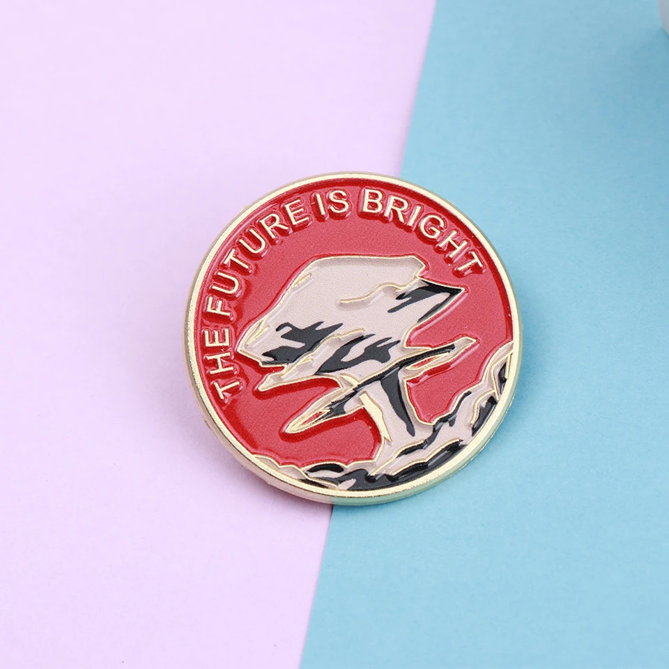 Cartoon Letters The Future Is Bright Enamel Metal Funny Lapel Pins Brooches Badges Backpack Wholesale Jewelry Gift for Friends - Image 2