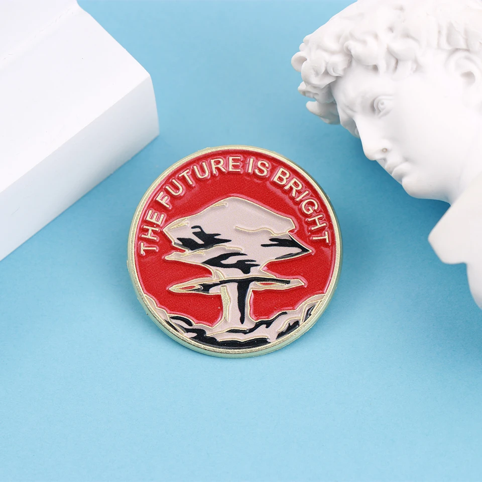 Cartoon Letters The Future Is Bright Enamel Metal Funny Lapel Pins Brooches Badges Backpack Wholesale Jewelry Gift for Friends