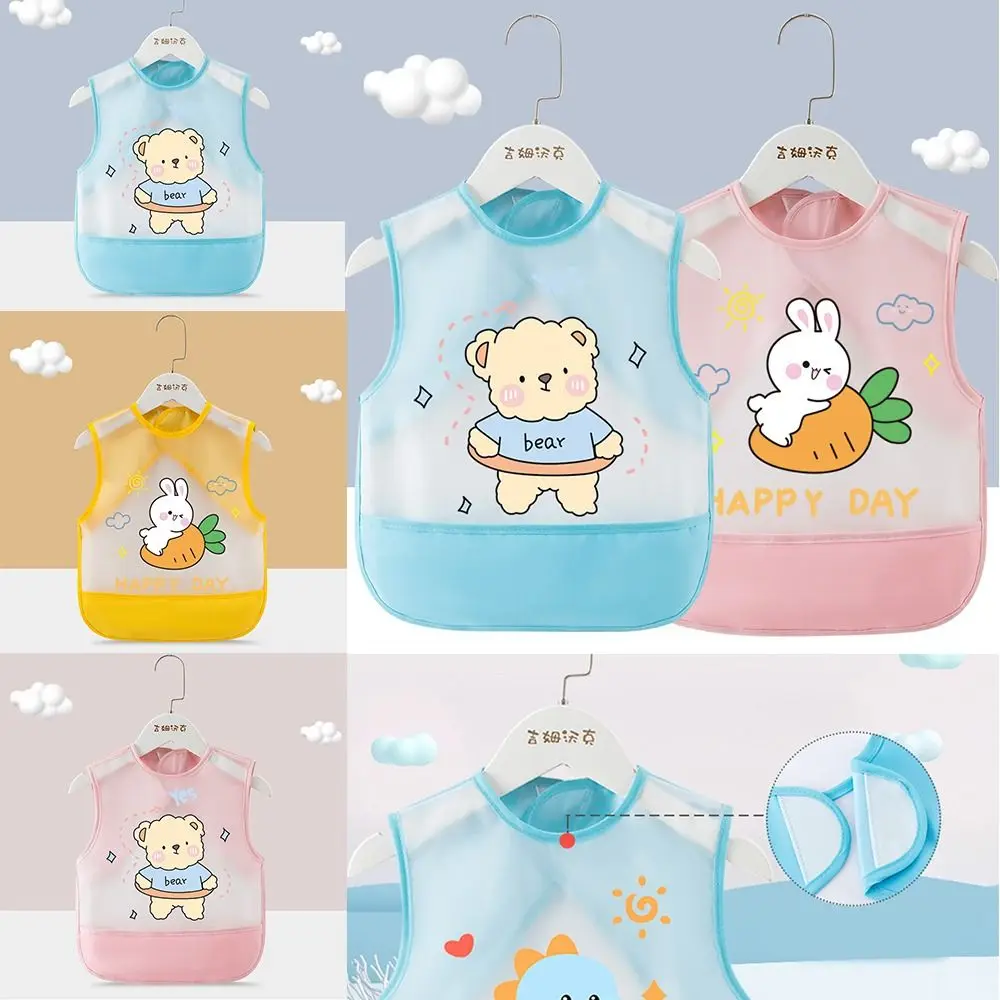 Cartoon Pattern Eating Bibs Bear Rabbits Waterproof Children Apron Sleeveless Anti-dirty Children Protective Clothing Children - Image 2