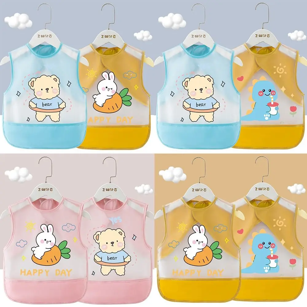 Cartoon Pattern Eating Bibs Bear Rabbits Waterproof Children Apron Sleeveless Anti-dirty Children Protective Clothing Children - Image 3