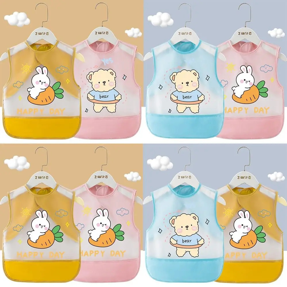 Cartoon Pattern Eating Bibs Bear Rabbits Waterproof Children Apron Sleeveless Anti-dirty Children Protective Clothing Children - Image 4