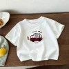 Cartoon Print T-shirt Short Sleeve Crewneck Pullovers 2026 Children Summer Clothes Cute Tees Kids Simple Versatile Base Shirt