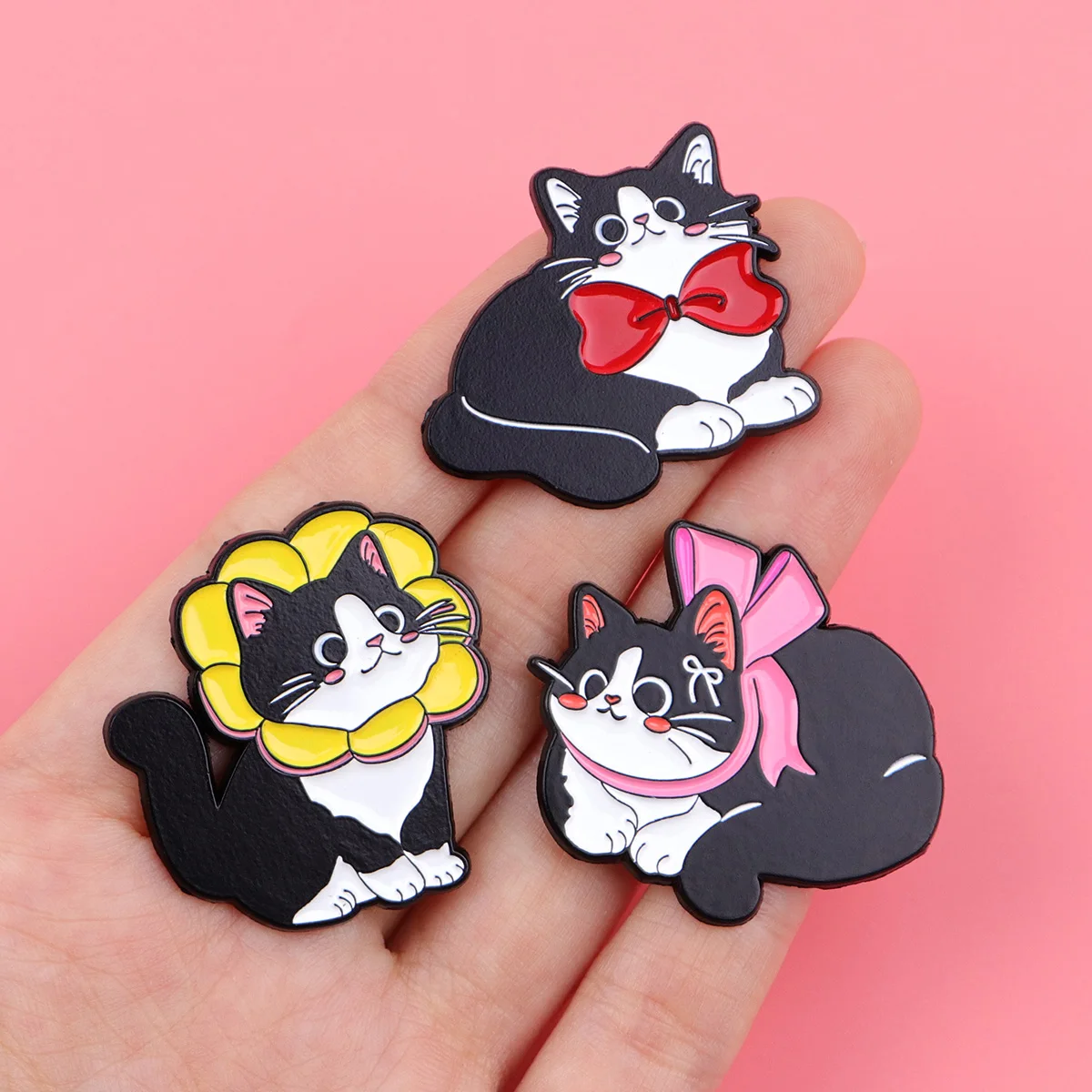 Cartoon Tuxedo Cat Lapel Pins for Backpacks Children Brooches for Clothes Cute Enamel Pin Metal Badges Jewelry Toys Gifts