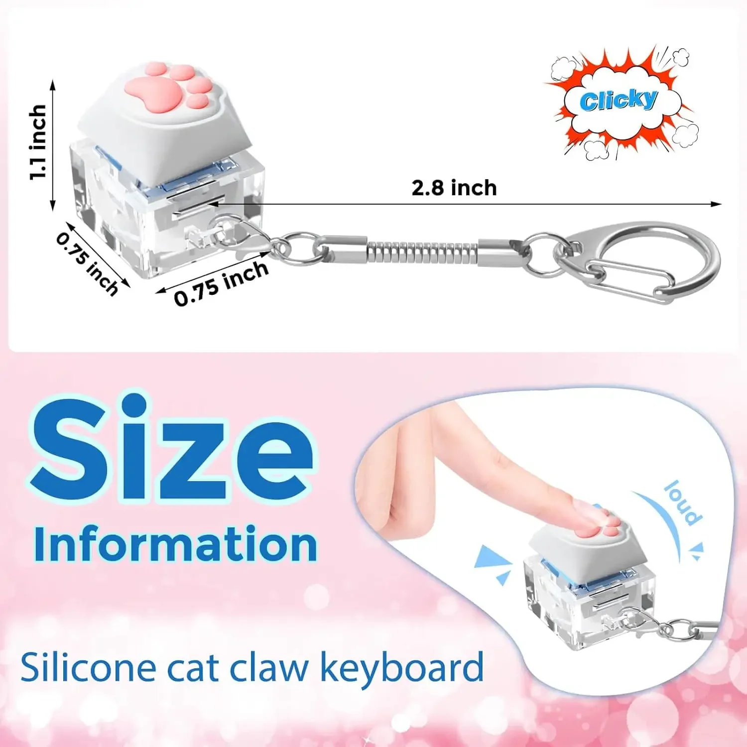 Cat's Paw Keychain Keyboard Fidget Toys Keyboard Decompression Finger Clicker Button Stress Relief Gifts for Adult and Kids - Image 2