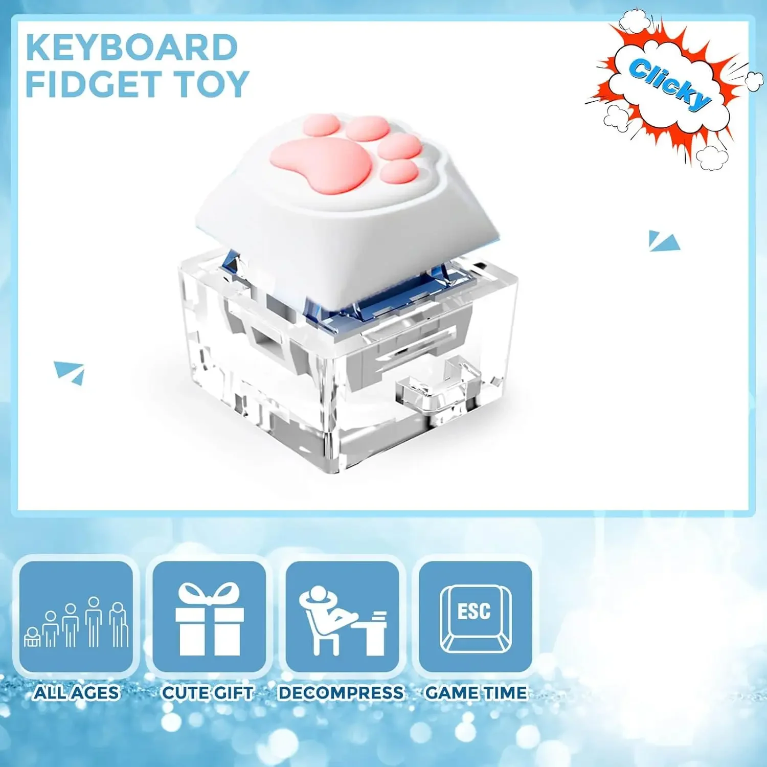 Cat's Paw Keychain Keyboard Fidget Toys Keyboard Decompression Finger Clicker Button Stress Relief Gifts for Adult and Kids - Image 5