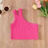 Children's Girls Camisole Crop Top Clothes Summer Slit One-shoulder Sleeveless Kids Tight Stretch Tank Tops