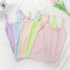 Children's Vest Girls' Camisole Thin Design Baby Candy Color Simple and Comfortable Little Girls' Foundation Camisole Vest