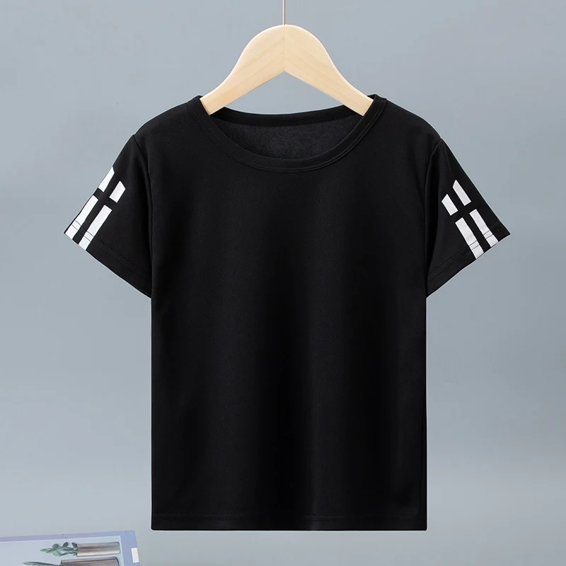 Children's summer solid color basic quick-drying short-sleeved boy leisure sports T-shirt girl Joker round neck short sleeves. - Image 6