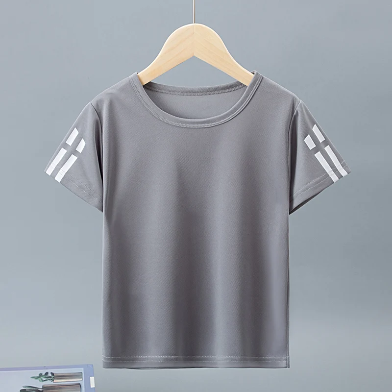 Children's summer solid color basic quick-drying short-sleeved boy leisure sports T-shirt girl Joker round neck short sleeves. - Image 5