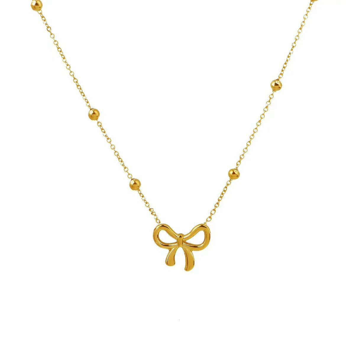 Classic Stainless Steel Bow Charm Necklace Bracelets Earrings For Women Girl New Trendy Choker Jewelry Set Party Gift - Image 6