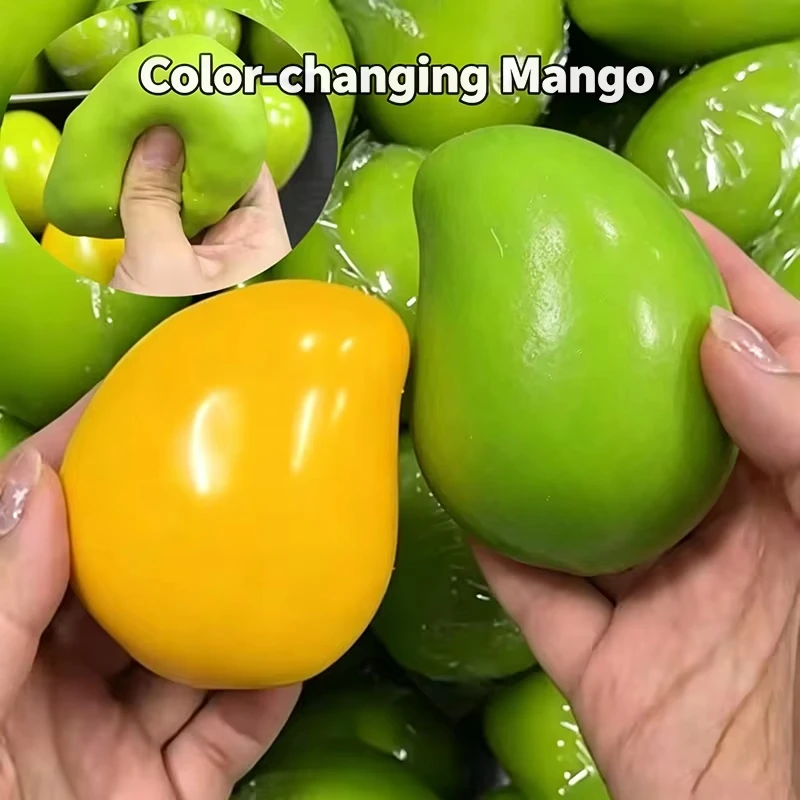 Color Changing Mango Stress Ball Soft Slow Rising Squeeze Fidget Toy Anti-Anxiety Decompression Toy for Adults Office Desk Gifts - Image 4