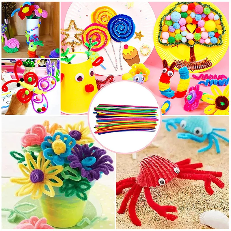 Colorful Craft Kit for Kids DIY Toys Puzzle Handicraft Toys Variety Craft Supplies Set Twisting Rod Plush Ball Button TMZ - Image 3