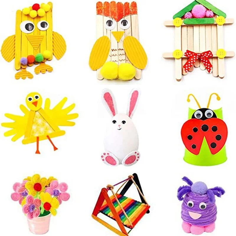 Colorful Craft Kit for Kids DIY Toys Puzzle Handicraft Toys Variety Craft Supplies Set Twisting Rod Plush Ball Button TMZ - Image 4