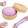 Colorful Dumpling Squishes Stress Balls Simulation Food Squishies Dough Ball With Steamer Low Rebound Decompression Toy