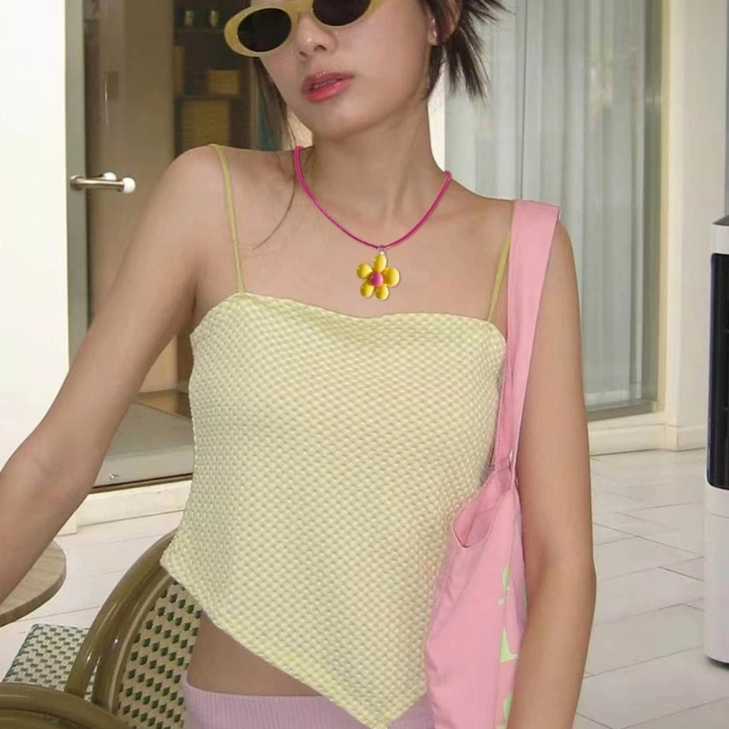 Colorful Flower Necklace Statement Pendant Necklace Floral Design Neck Jewelry Rope Necklace Perfect Gift for Women Girl - Image 6