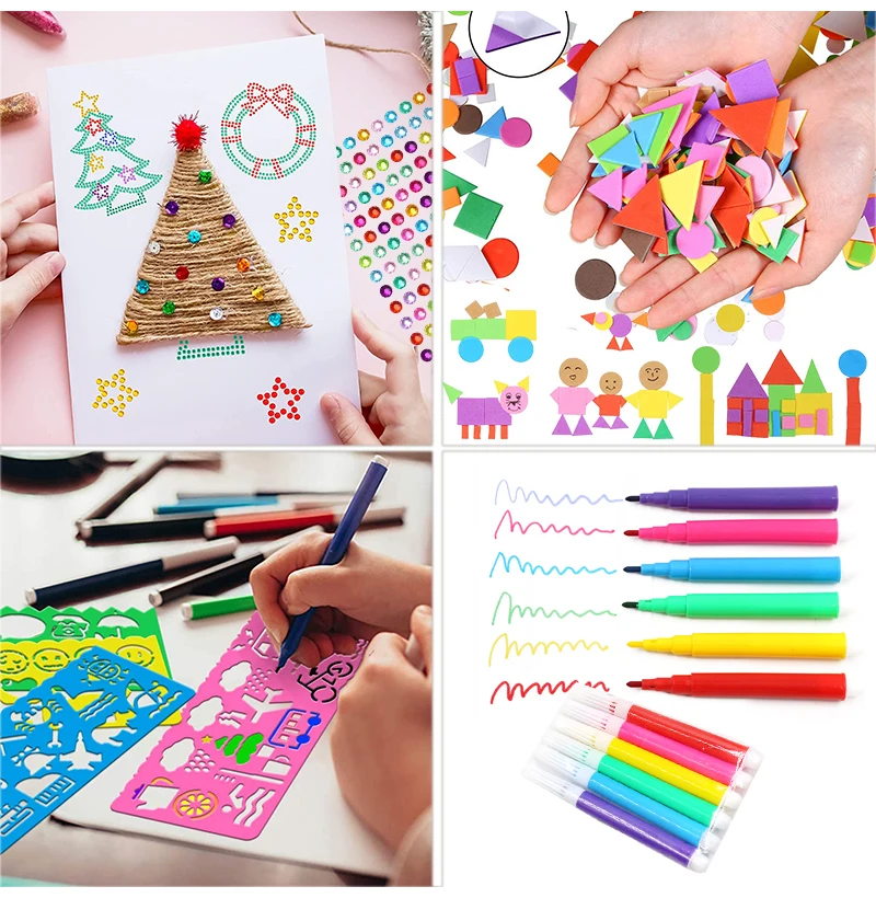 Colorful Pipe Cleaners Craft Kit Popsicle Plush Sticks Pompoms Stickers DIY Arts Supplies Children Kids Montessori Education Toy - Image 4