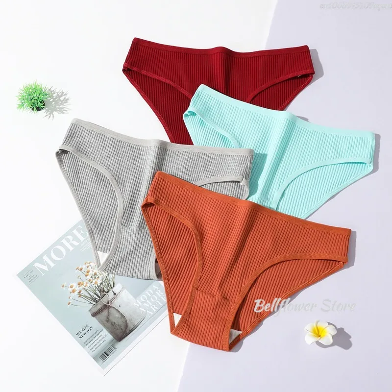 Cotton Seamless Panties Ribbed Cotton Briefs Ladies Low Waist Panty Sports Underwear Girls Breathable Underpants Lingerie - Image 2