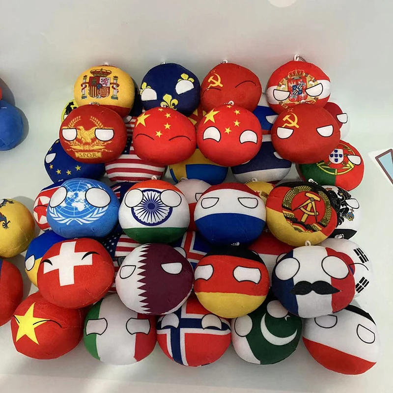 Country Ball Plush Toys Keychain Country Balls Pendant Soft Stuffed Doll Keyring Bag Charms For Kids Children's Day Gift - Image 2