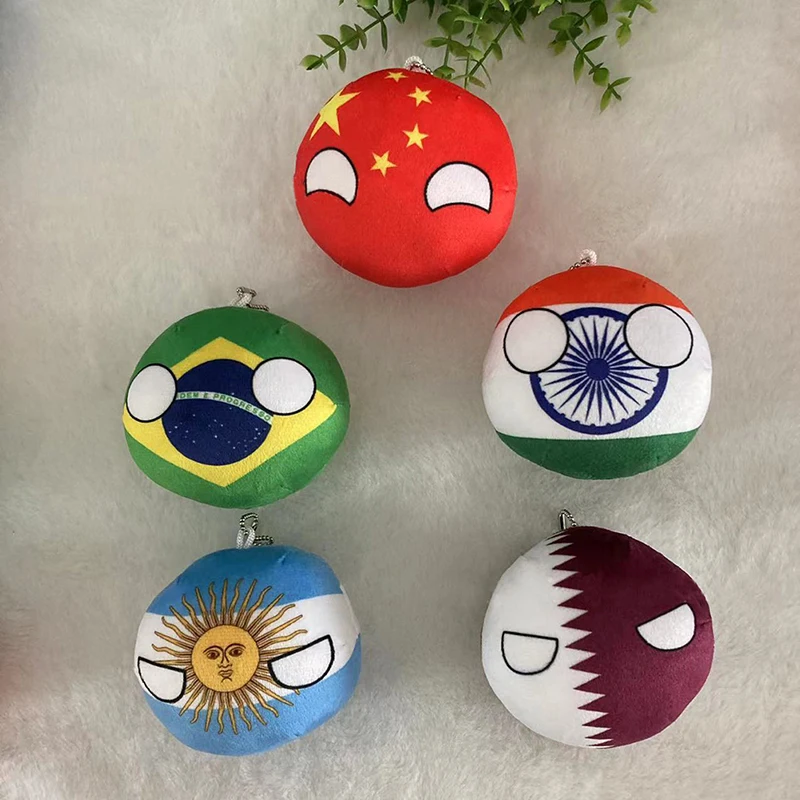 Country Ball Plush Toys Keychain Country Balls Pendant Soft Stuffed Doll Keyring Bag Charms For Kids Children's Day Gift - Image 6