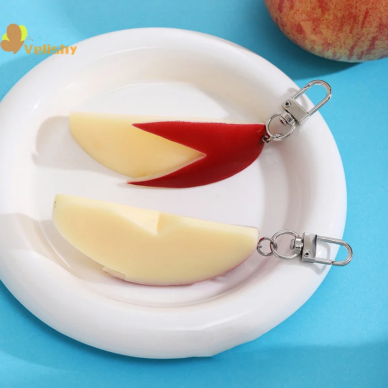 Creative Bunny Apple Keychain Apple Slice Fun Key Ring Pendant School Bag Pendant Keychain Accessory Gift - Image 4