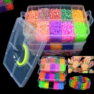 Creative Colorful Loom Bands Set Bracelet Making Kit DIY Rubber Band Woven Bracelets Craft Toys for Girls Birthday Gifts
