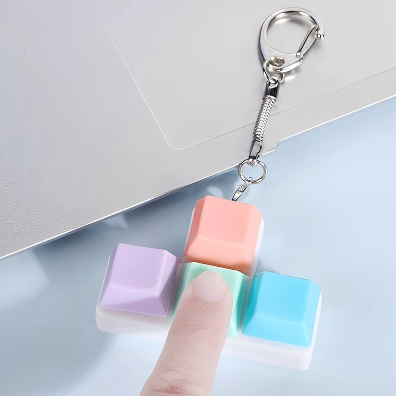 Creative Decompression Keyboard With Macaron-shaped Keycaps Decompression Keychains And Small Toy Pendants - Image 3