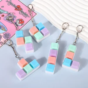 Creative Decompression Keyboard With Macaron-shaped Keycaps Decompression Keychains And Small Toy Pendants