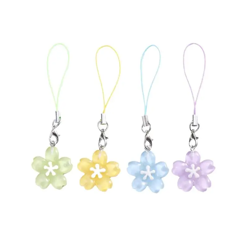 Creative Lovely Flower Phone Strap Sweet Jelly Color Sakura Keychain Pendant Cute Fashion Backpack Hanging Ornaments Couple Gift - Image 4
