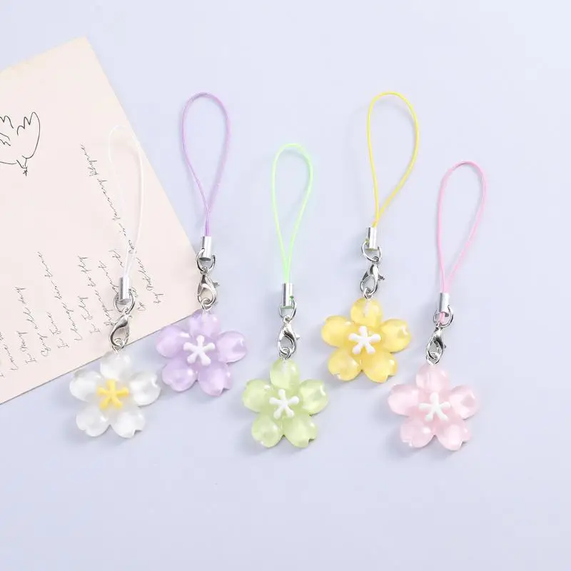 Creative Lovely Flower Phone Strap Sweet Jelly Color Sakura Keychain Pendant Cute Fashion Backpack Hanging Ornaments Couple Gift - Image 3