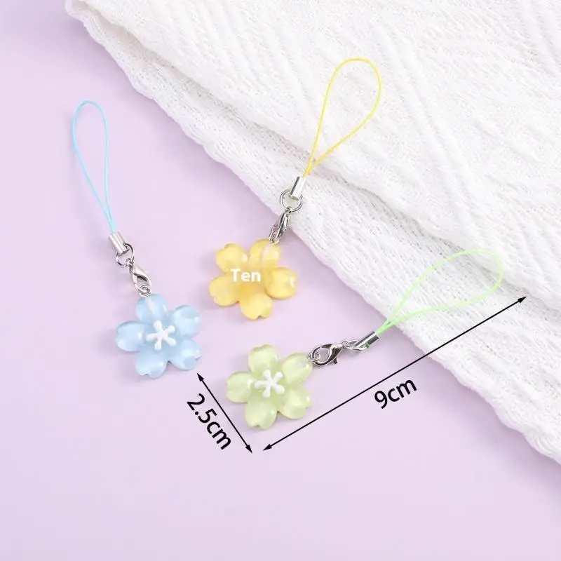 Creative Lovely Flower Phone Strap Sweet Jelly Color Sakura Keychain Pendant Cute Fashion Backpack Hanging Ornaments Couple Gift - Image 5