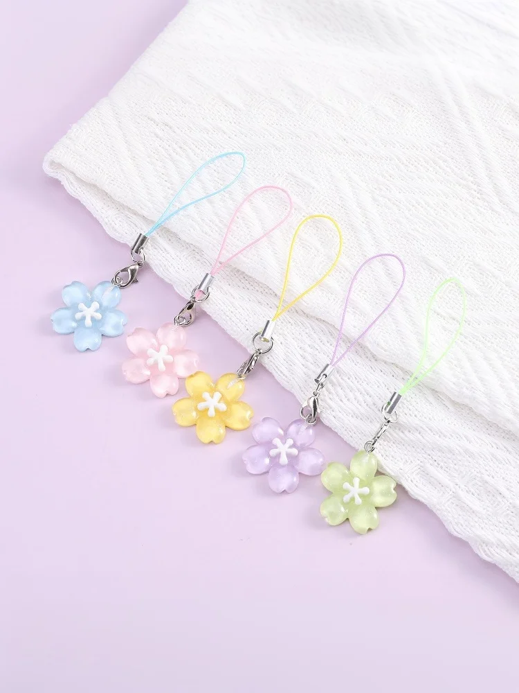 Creative Lovely Flower Phone Strap Sweet Jelly Color Sakura Keychain Pendant Cute Fashion Backpack Hanging Ornaments Couple Gift - Image 6