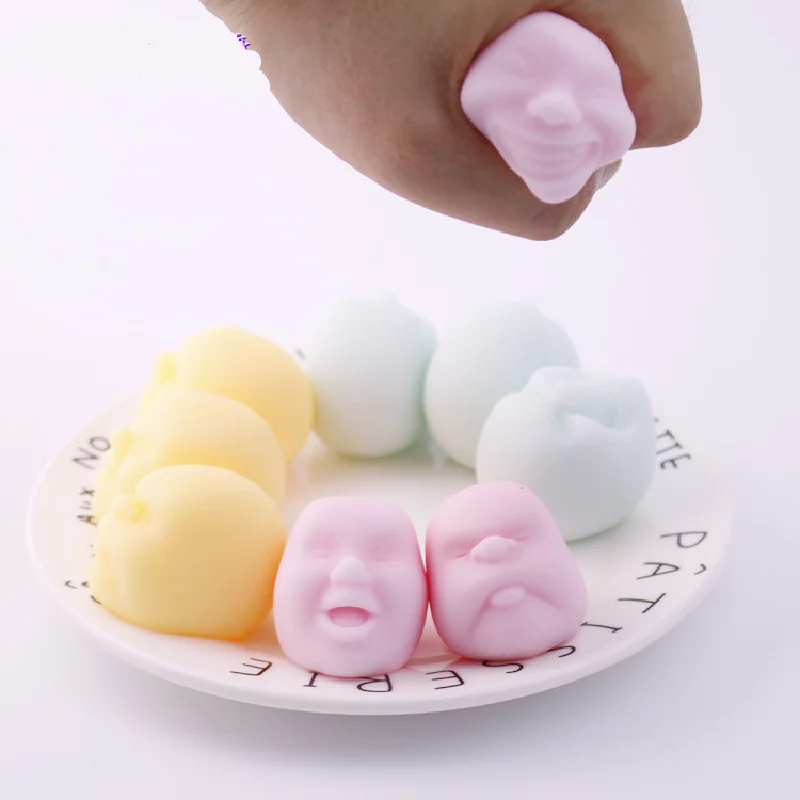 Creative Rubber Fun Squeeze Party Gift Face Relax Stress Anti Stress Ball Pressure Stress Relief Kawaii Fun Toy Small Face Doll - Image 2