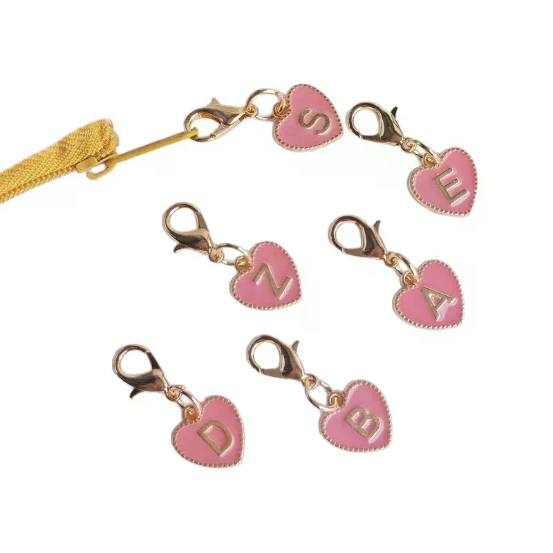 Cute Alphabet 26 Letters Heart Keychain For Bags Earphone Charm Pendants Accessories Gifts With Lobster Buckle - Image 5