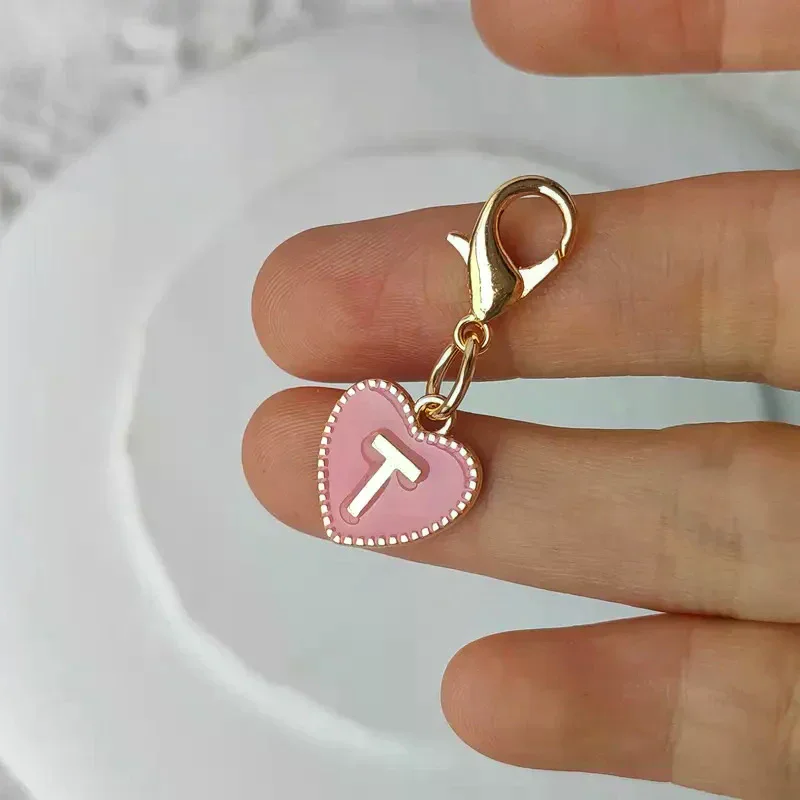 Cute Alphabet 26 Letters Heart Keychain For Bags Earphone Charm Pendants Accessories Gifts With Lobster Buckle - Image 4