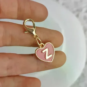 Cute Alphabet 26 Letters Heart Keychain For Bags Earphone Charm Pendants Accessories Gifts With Lobster Buckle
