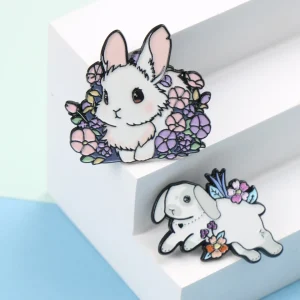 Cute Animal Rabbit Flower Design Men's and Women's Brooch Pin,Clothing, Bags, Hats, Bags, Clothing Accessories，Party Gifts