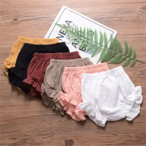 Cute Baby Girls Ruffles Shorts Summer Cozy Muslim Cotton Baby Bloomers Toddler Short Pants Children big PP bread Pants