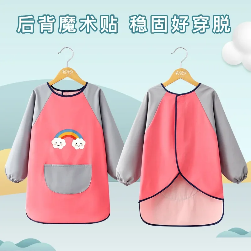 Cute Cartoon Infant Eating Bib Burp Cloths Painting Drawing Apron Long Sleeved Waterproof Children's Overalls Raincoat Supplies - Image 2