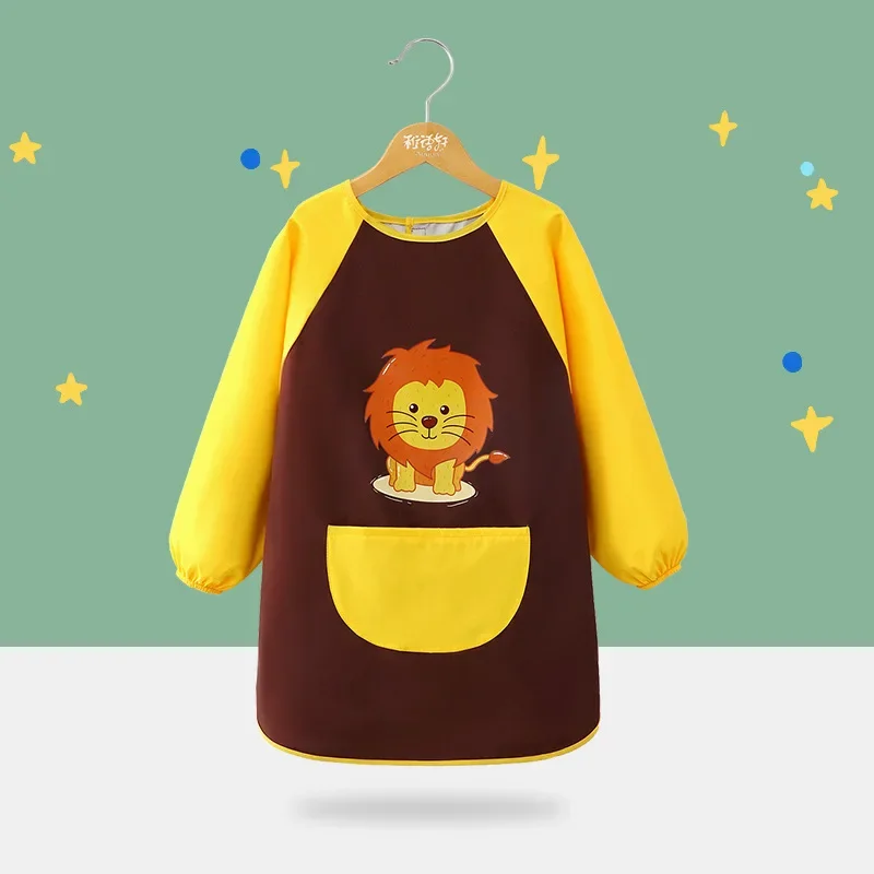 Cute Cartoon Infant Eating Bib Burp Cloths Painting Drawing Apron Long Sleeved Waterproof Children's Overalls Raincoat Supplies - Image 6