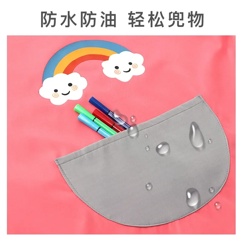 Cute Cartoon Infant Eating Bib Burp Cloths Painting Drawing Apron Long Sleeved Waterproof Children's Overalls Raincoat Supplies - Image 4