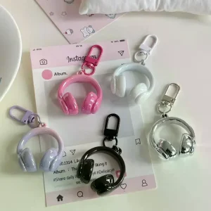Cute Creative 3D Earphones Pendant Keychain Mobile Phone Chain Earphone Charm Backpack Hanging Decoration Accessories Gift