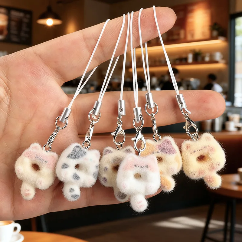 Cute Flocked 3D Keychain Sweet Creative Student Phone Chain Pendant Bag Accessory Phone Strap Gift - Image 2