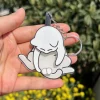 Cute Funny Play Egg Cat Keychain Pull Play Rotatable Design Acrylic Bag Pendant Toys for Gift Giving