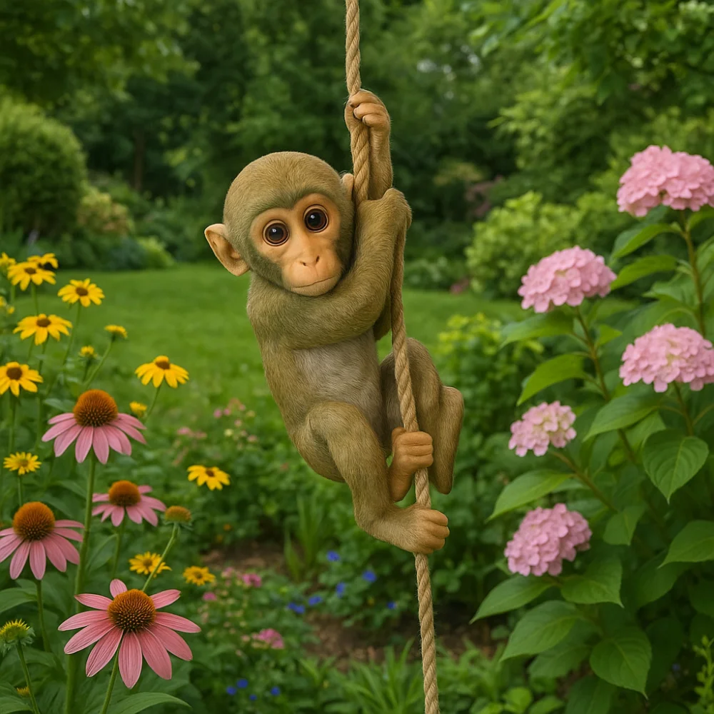 Cute Garden Climbing Monkey Figurine Handmade Resin Crafts Monkey Hanging Ornament Weatherproof Animal Statue Patio Balcony - Image 2