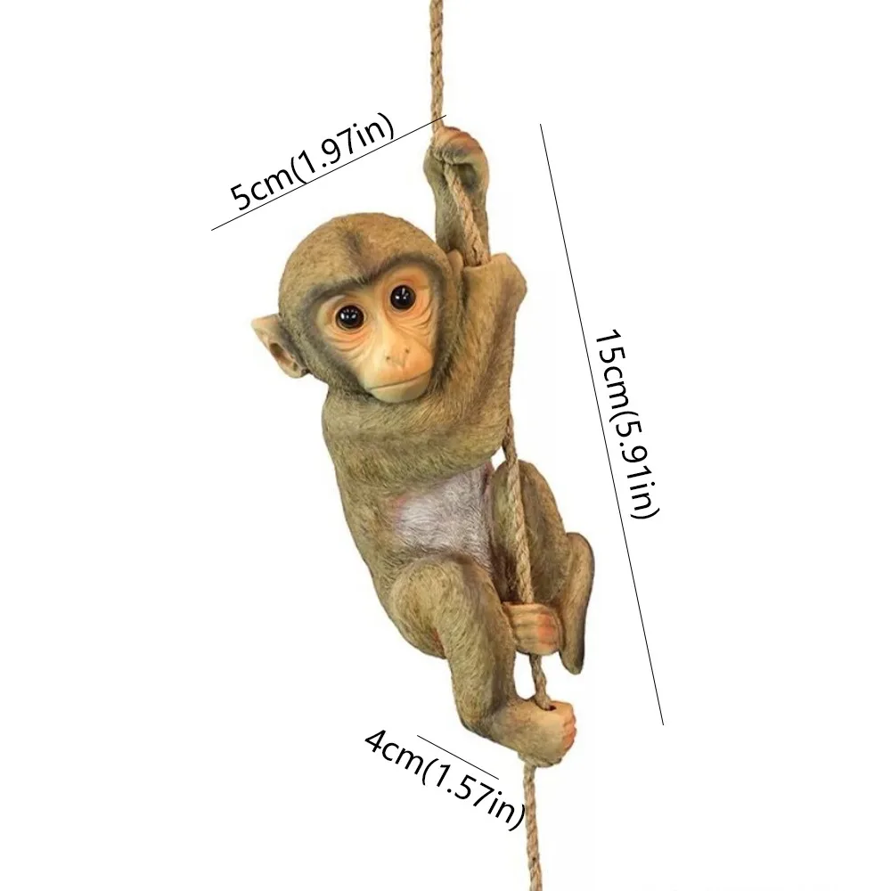 Cute Garden Climbing Monkey Figurine Handmade Resin Crafts Monkey Hanging Ornament Weatherproof Animal Statue Patio Balcony - Image 6
