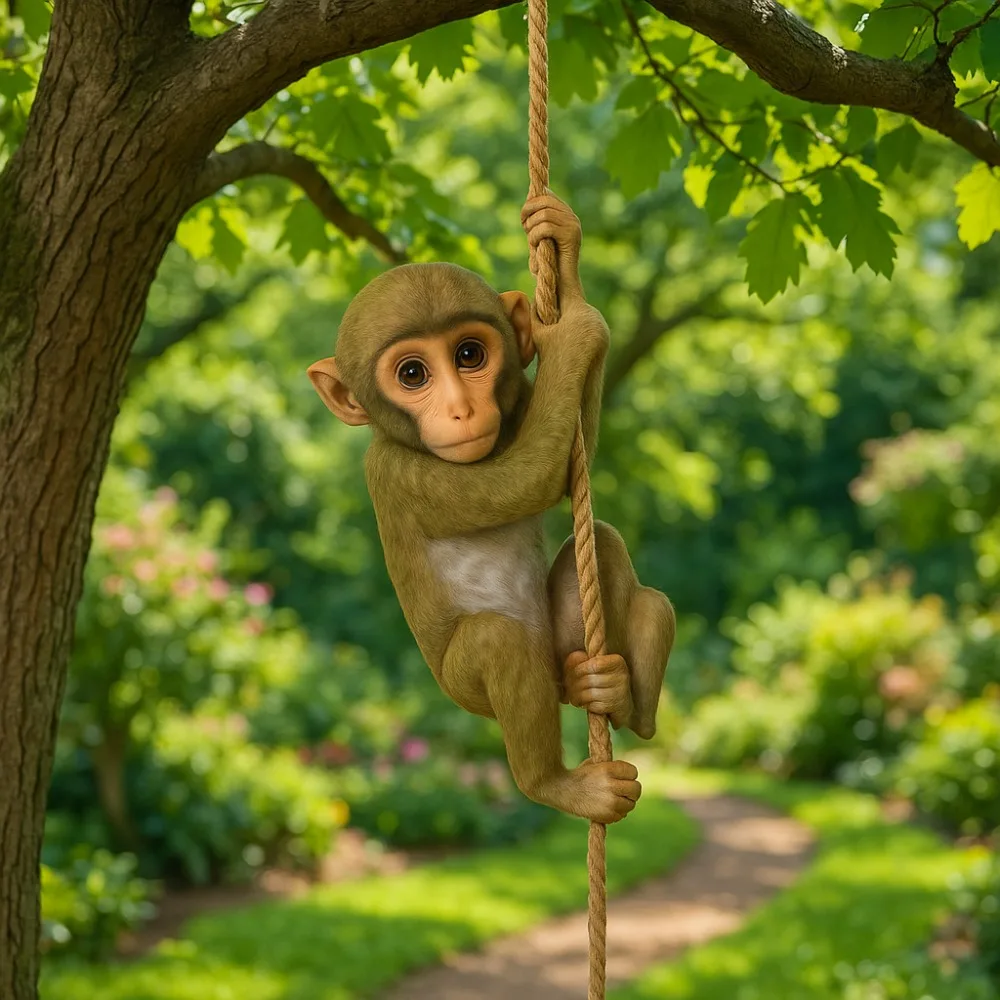 Cute Garden Climbing Monkey Figurine Handmade Resin Crafts Monkey Hanging Ornament Weatherproof Animal Statue Patio Balcony - Image 4