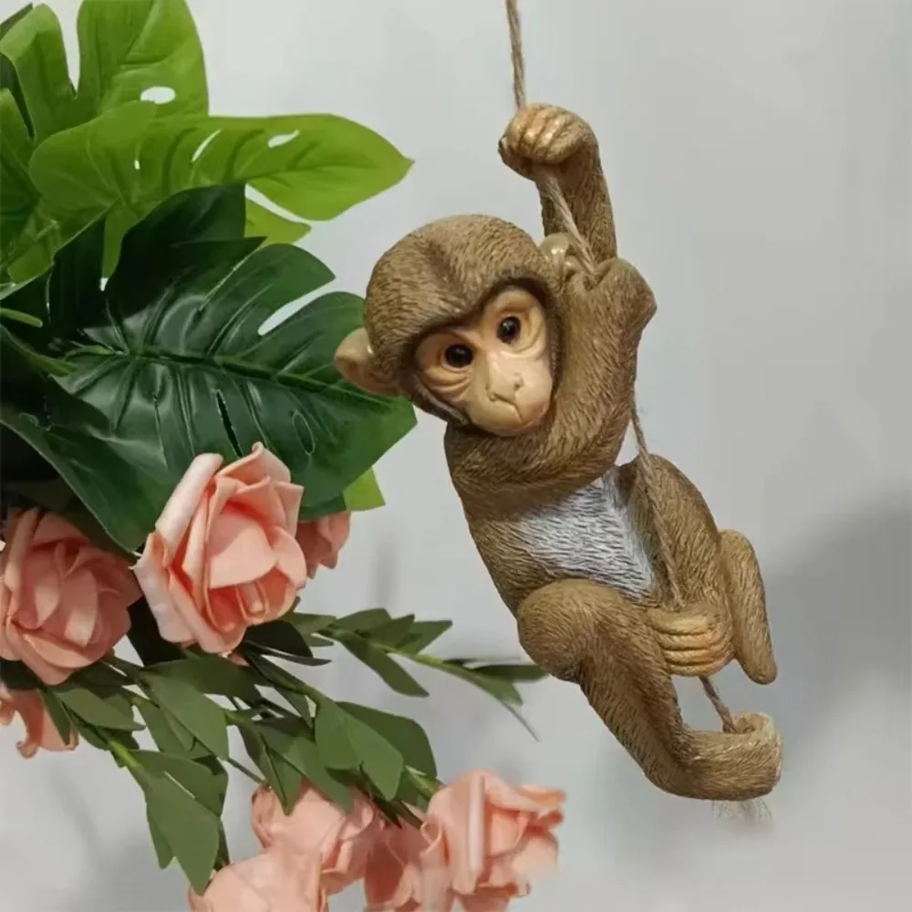 Cute Garden Climbing Monkey Figurine Handmade Resin Crafts Monkey Hanging Ornament Weatherproof Animal Statue Patio Balcony - Image 5