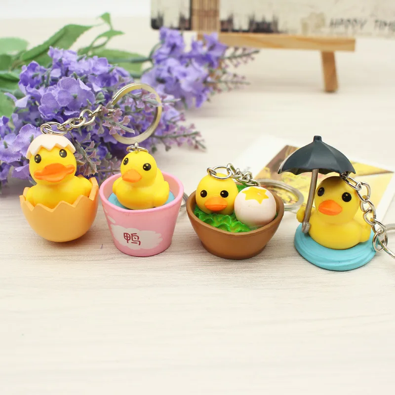 Cute Girls Rubber Duck Keychain For Women Anime Eggshell and Duckling Key Chain On Bag Car Trinket Jewelry Party Birthday Gift - Image 2