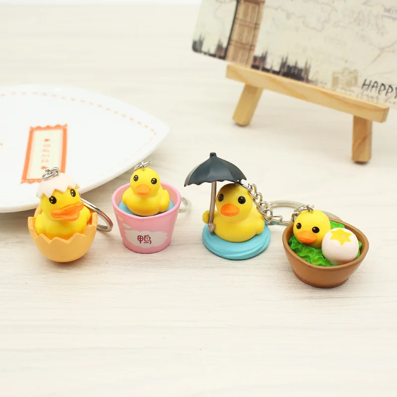 Cute Girls Rubber Duck Keychain For Women Anime Eggshell and Duckling Key Chain On Bag Car Trinket Jewelry Party Birthday Gift - Image 4
